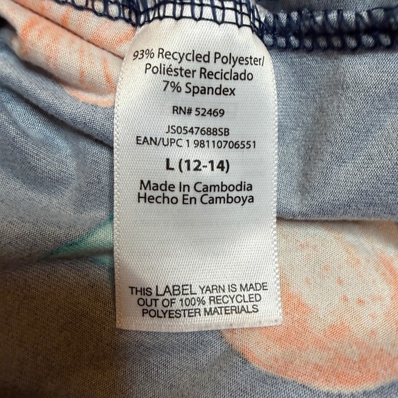 Joyspun Pajama Set Women Large 12-14 Navy Orange Citrus Print Short Sleeve Set - Picture 6 of 13